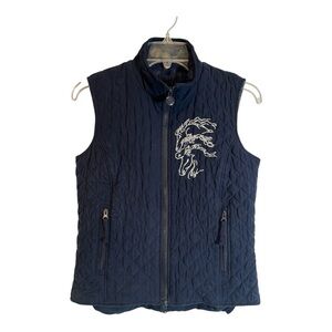 Outback Trading Company Microsuede Grand Prix Navy Quilted Vest Size Small